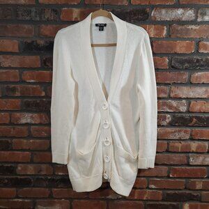 Spring + Mercer Longline V-neck Cardigan in Cream Coastal Grandma Women's L